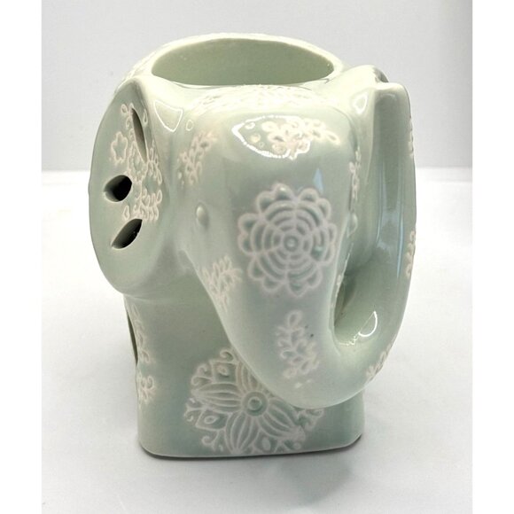 Ceramic Elephant-Shaped Succulent Holder With Intricate Floral Patterns - Picture 7 of 12